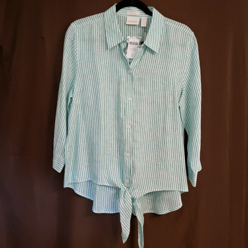 Chico's tie linen blouse